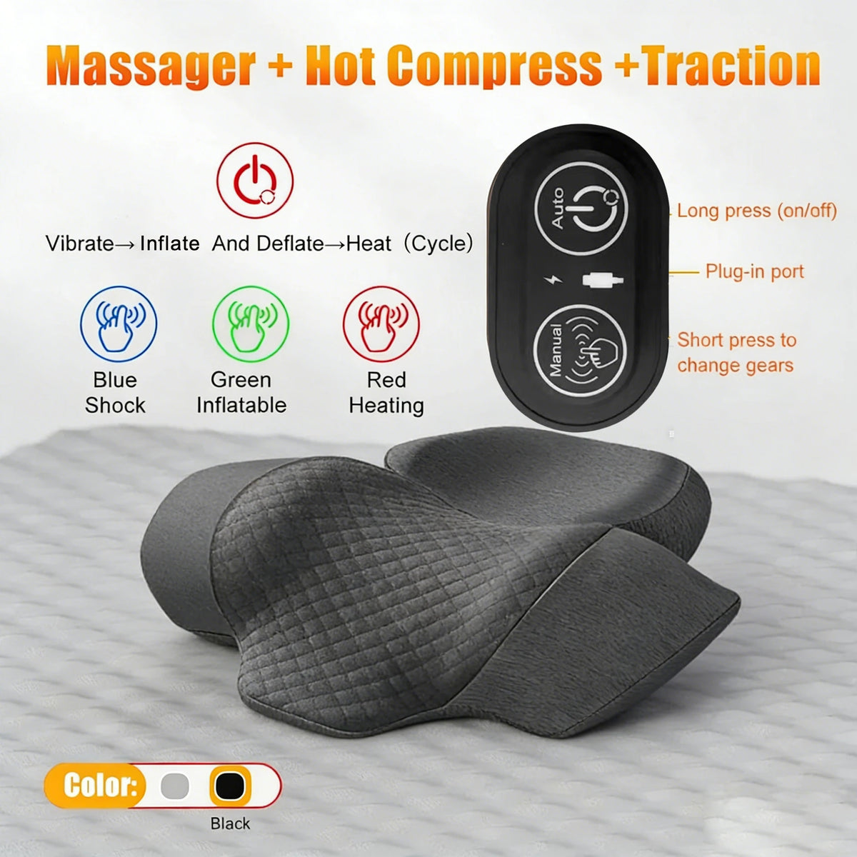 Heated Vibration Neck Massage Pillow
