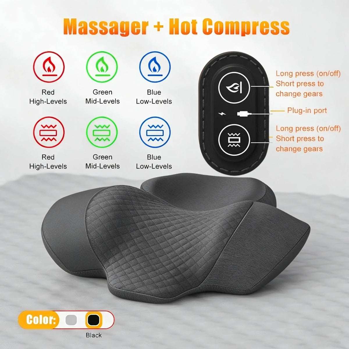 Heated Vibration Neck Massage Pillow